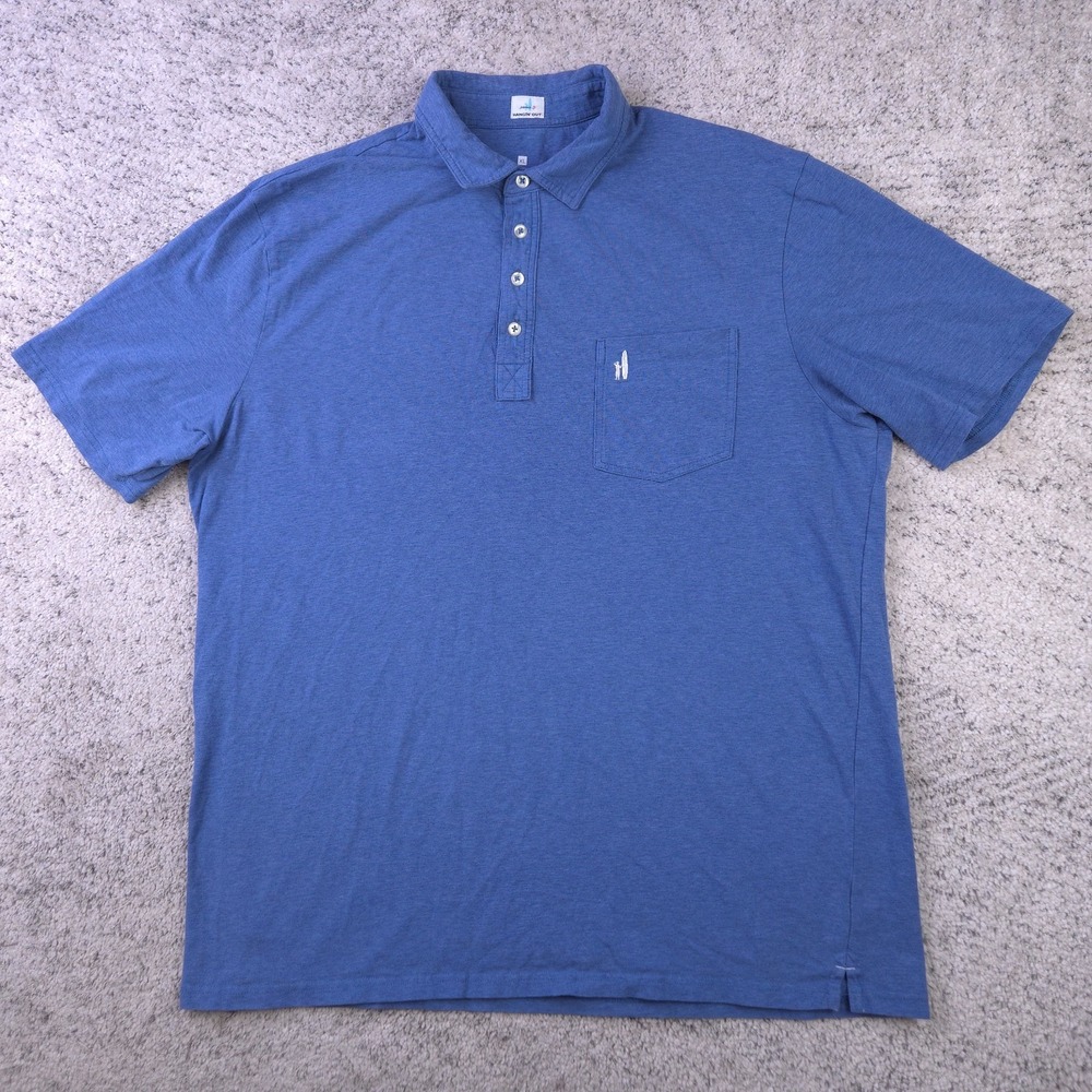 Johnnie O Polo Shirt Mens XL Blue Pocket Logo Short Sleeve Hangin Out Collared